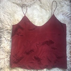 Double-Lined Silk V-Neck Cami (dark red, size 4)